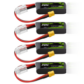 Lot de 4 batteries Lipo OVONIC 2S 380 mAh 2S1P 100 C 7,4 V avec prise XT30 pour drone quadricoptère Tinywhoop FPV